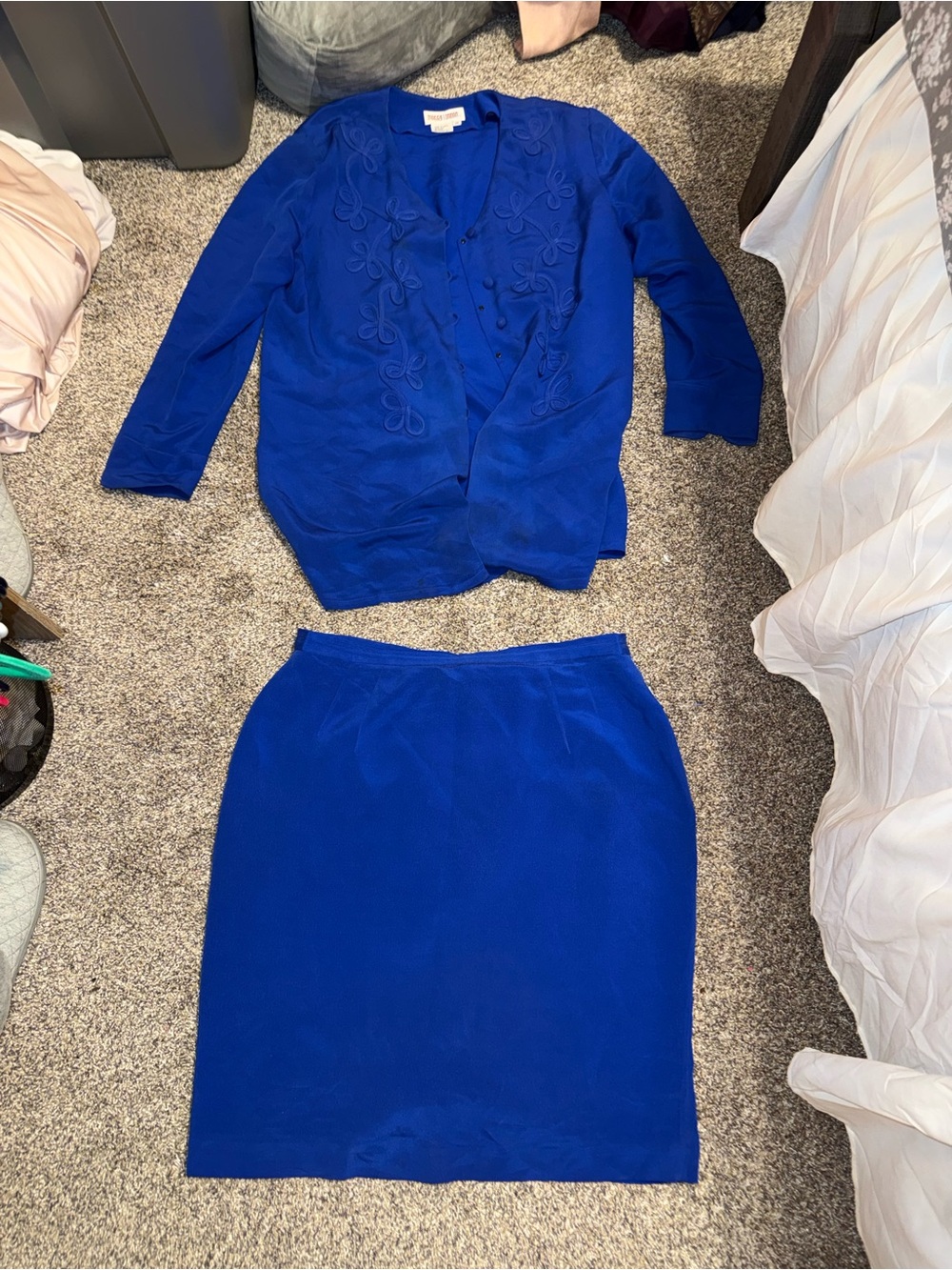 Maggy London Classic Royal Blue Skirt Suit Set Vintage